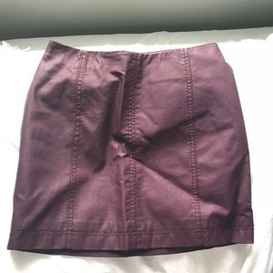 Free People Plum Leather Skirt